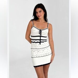 Grey Bandit Newport Crochet Mini Dress | Black & White | Size M